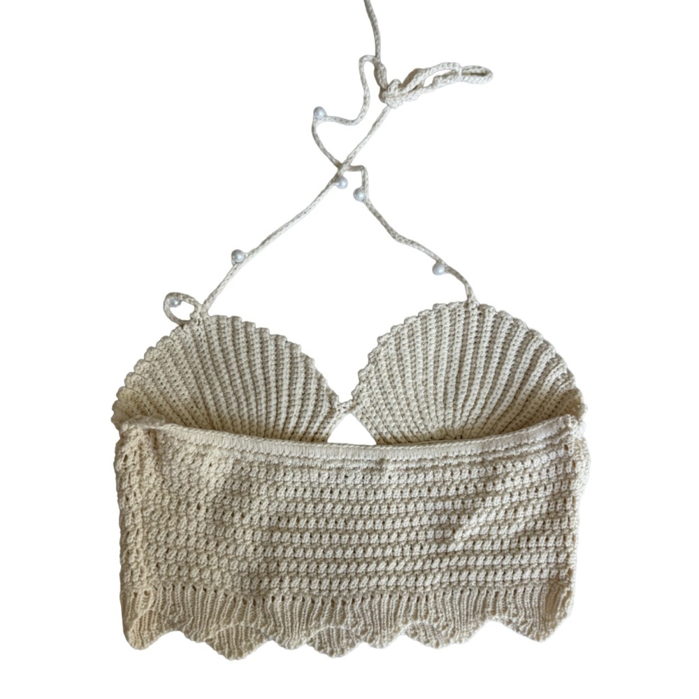 Meshki Cream Crochet 2-Piece Co-Ord Set – Kira Shell Knit Top & Maxi Skirt (S) - Picture 11 of 16
